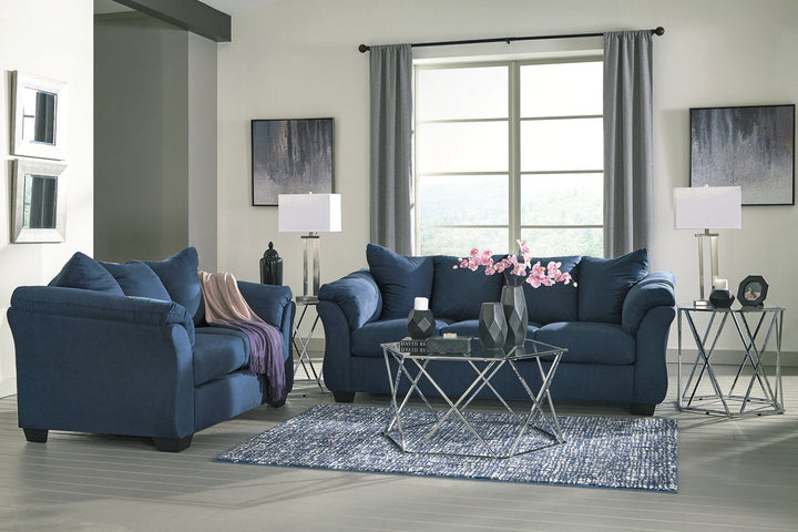  Darcy Blue Sofa and Loveseat - Living room