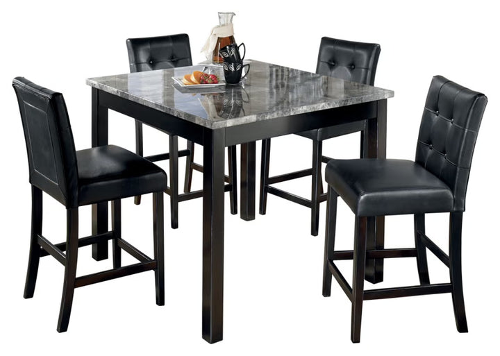  Maysville - Black - Square Counter Table Set (Set of 5) - Casual Dining