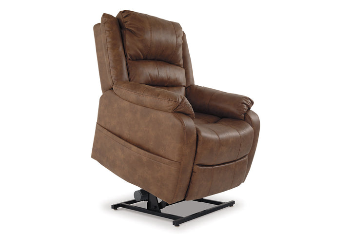 Ashley Furniture Yandel Faux Leather Electric Power Lift Recliner - Living room