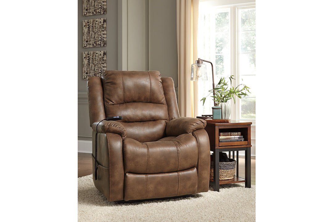 Ashley Furniture Yandel Faux Leather Electric Power Lift Recliner - Living room