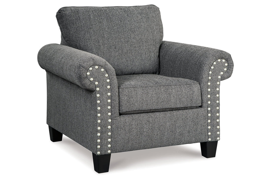 BenchcraftÂ® Agleno Living Room - Accent Chair - Charcoal - Pewter-tone finished nailhead trim- Contemporary Dream - Living room -