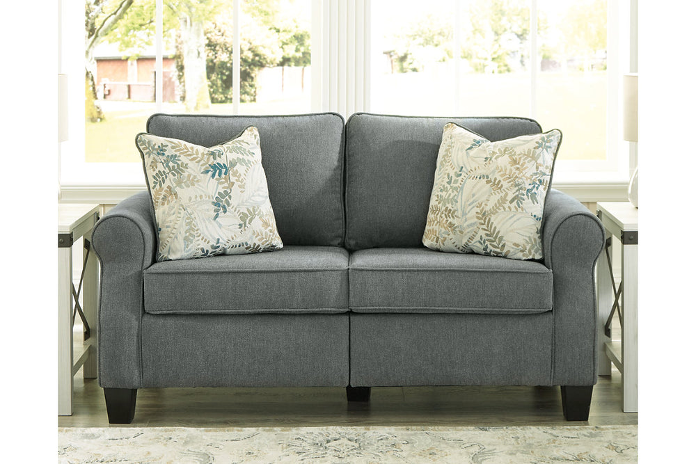 Ashley Furniture Alessio Collection - Loveseat- Charcoal (Dark Grey) - Two Designer PillowsLiving Room Set