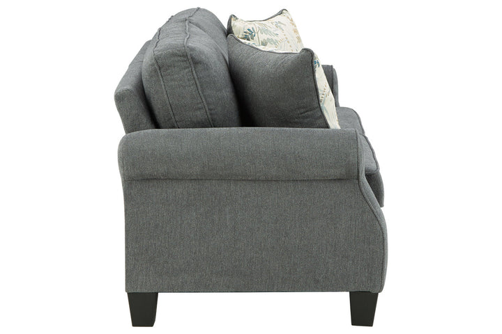 Ashley Furniture Alessio Collection - Loveseat- Charcoal (Dark Grey) - Two Designer PillowsLiving Room Set