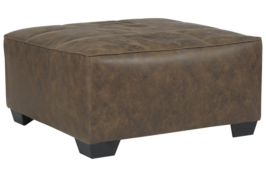 Ashley Furniture Abalone Square Oversized Accent Ottoman in Brown Faux Leather - Living room (White Background)